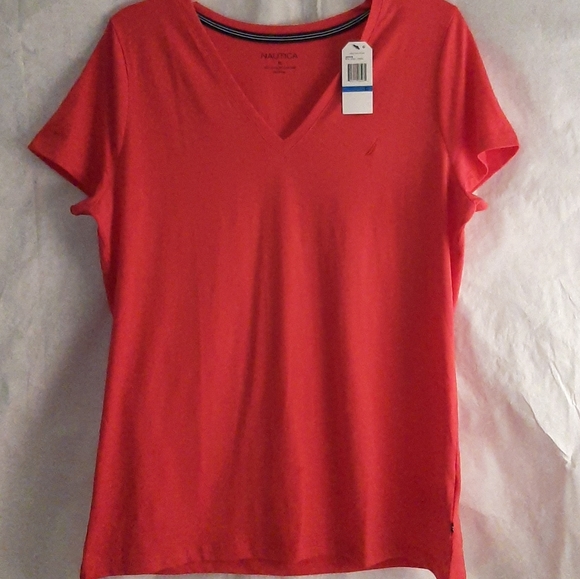 Nautica Tops - Nautica stretch V-neck XL top in Coral Rose NWT